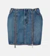 Jean Paul Gaultier Mini Denim Skirt With Pockets And Loops In Blue