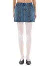 Jean Paul Gaultier Denim Miniskirt With Double Vertical Silver Zippers In Blue