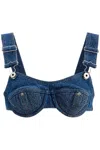 JEAN PAUL GAULTIER TOP BRALETTE IN DENIM OVERALLS BUCKLES