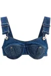 JEAN PAUL GAULTIER DENIM OVERALL BRALETTE WITH BUCK