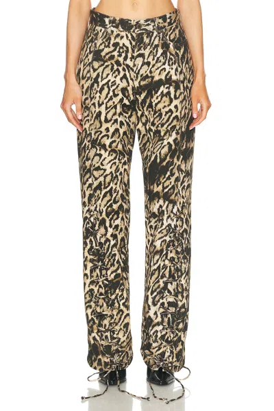 Jean Paul Gaultier Denim Trouser With Lacing Detail In Beige  Brown  Dark Brown  & Black