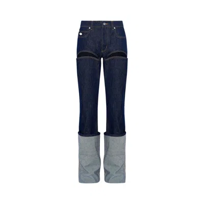 Pre-owned Jean Paul Gaultier Denim Pants With Cuts On Front 'indigo' | Blue | Women's Size 24