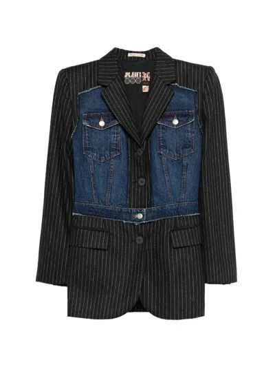 Pre-owned Jean Paul Gaultier Denim Pinstripe Blazer In Black