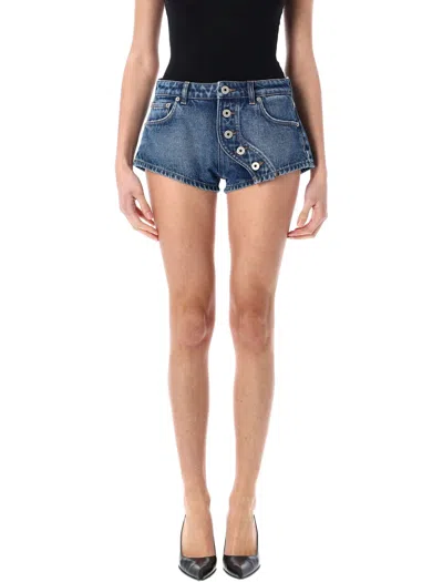 Jean Paul Gaultier Buttoned Denim Shorts In Vintage Blue