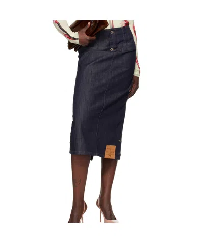 Jean Paul Gaultier Denim Skirt In 55 Indigo