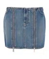 Jean Paul Gaultier Mini Denim Skirt With Pockets And Loops In Blue