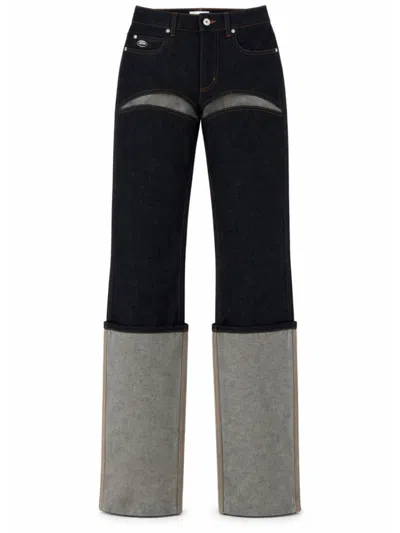 Jean Paul Gaultier Denim Straight Mid Rise Jeans In Blue