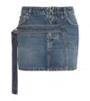 Jean Paul Gaultier Womens Vintageblue Front-strap Denim Mini Skirt In Blue