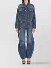Jean Paul Gaultier Cropped Oversized Denim Jacket With Classic Collar In Blue