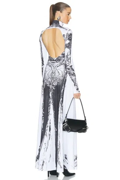 Jean Paul Gaultier Dentelle Trompe L'oeil Long Sleeve Dress In White & Black