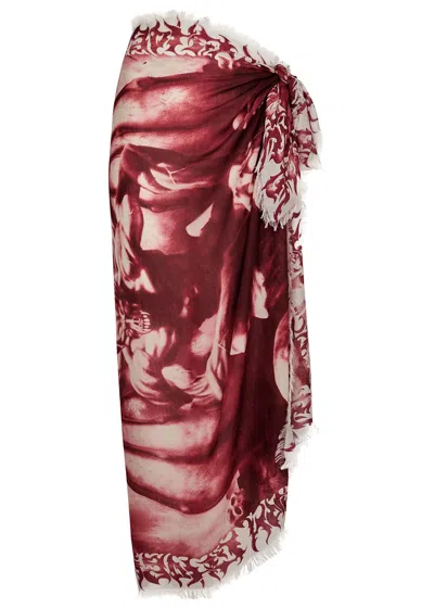 Jean Paul Gaultier Diablo Printed Modal-blend Sarong In White And Red