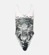 JEAN PAUL GAULTIER DIABLO PRINTED SWIMSUIT