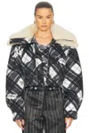 Jean Paul Gaultier Layered Shearling-collar Jacket In Black  Grey  White  & Dark Brown