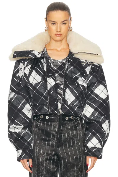 JEAN PAUL GAULTIER DISTORTED TARTAN AVIATOR COAT