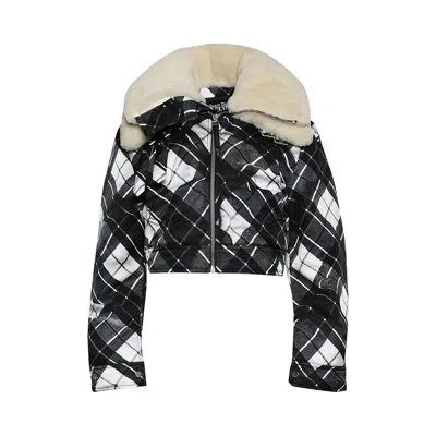 Pre-owned Jean Paul Gaultier Distorted Tartan Aviator Coat 'black/grey/white/dark Brown'