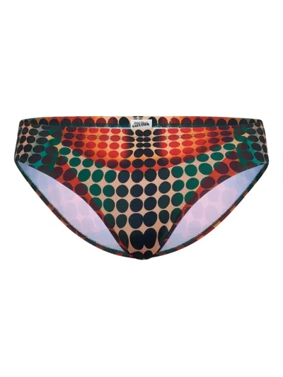 Jean Paul Gaultier Dots-print Swim Brief In Orange