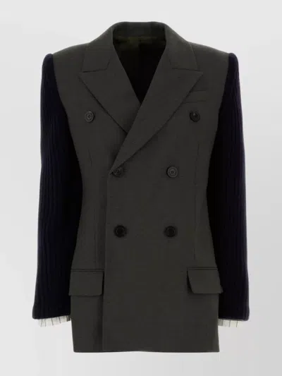 JEAN PAUL GAULTIER DOUBLE-BREASTED WOOL BLEND BLAZER POCKETS
