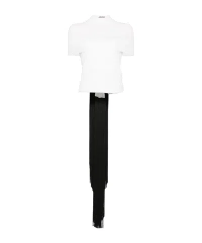 Jean Paul Gaultier Double-fringed Sports T-shirt In White