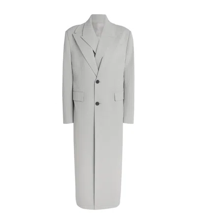 Jean Paul Gaultier Double-layer Longline Coat In Gray