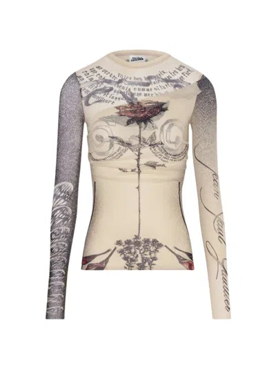 JEAN PAUL GAULTIER JEAN PAUL GAULTIER DOUBLE LAYER MESH TATTOO ROSE