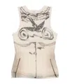 Jean Paul Gaultier Tattoo Print Double Layer Mesh Tank In Nude