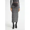Jean Paul Gaultier Double Layer Prince Of Wales Print Mesh Midi Skirt In Gray