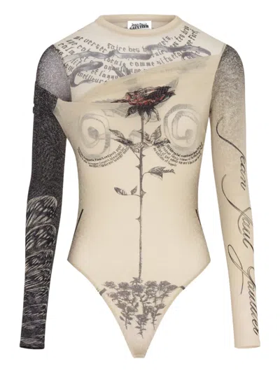 JEAN PAUL GAULTIER DOUBLE LAYER PRINTED BODYSUIT