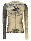 Jean Paul Gaultier The Double Layer Printed Mesh Long Sleeves Top