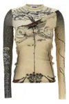Jean Paul Gaultier The Double Layer Printed Mesh Long Sleeves Top