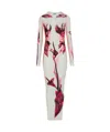 Jean Paul Gaultier Double-layered Printed Maxi Dress In White