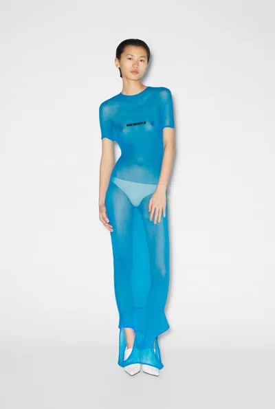 Jean Paul Gaultier Double Side Long Dress Woman Blue In Polyamide