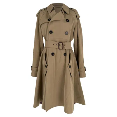 Pre-owned Jean Paul Gaultier Double-breasted Belted Trench Coat In Brown Wool In Beige
