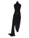Jean Paul Gaultier Draped Belted Midi Dress In Black
