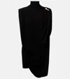 Jean Paul Gaultier Draped High Neck Sleeveless Asymmetric Dress In Black