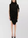 Jean Paul Gaultier Draped High Neck Sleeveless Asymmetric Dress In Black