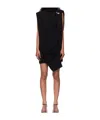 Jean Paul Gaultier Draped High Neck Sleeveless Asymmetric Dress In Black