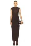 Jean Paul Gaultier Long Draped Maxi Dress In Stretch Viscose In Brown