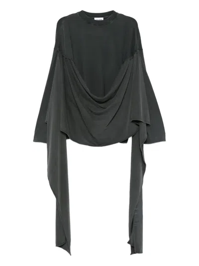JEAN PAUL GAULTIER DRAPED-NECKLINE LONG-SLEEVE TOP