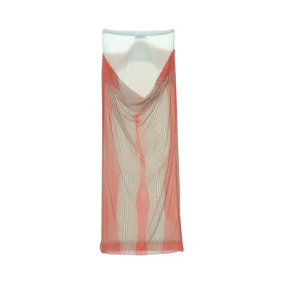 Pre-owned Jean Paul Gaultier Draped Pinstripe Body Morphing Long Skirt 'mint/coral' | Tan | Women's Size M