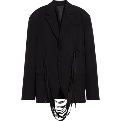 Jean Paul Gaultier Loose-fit Virgin Wool Delaine Blazer In Black