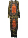 Jean Paul Gaultier Graphic Print Full-length Dress With Long Sleeves In Green