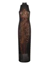 Jean Paul Gaultier The Long Draped Wood Dress In Multi