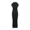 Jean Paul Gaultier Nylon Long Dress With Viscose Mariniere Stripes In Black In Black