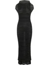 Jean Paul Gaultier Nylon Long Dress With Viscose Mariniere Stripes In Black In Black