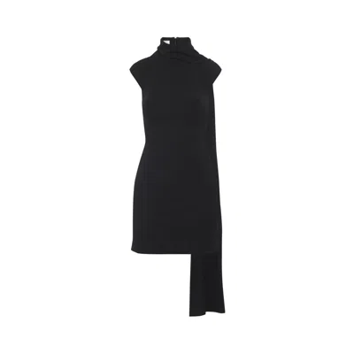 Jean Paul Gaultier Asymmetric Jersey Dress High Neckline Sleeveless In Black