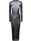 Jean Paul Gaultier Le Male Printed Mesh Long-sleeve Maxi Dress In Blue