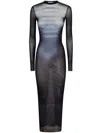 Jean Paul Gaultier Le Male Printed Mesh Long-sleeve Maxi Dress In Blue