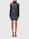 Jean Paul Gaultier Striped Mini Dress In Two In Schwarz