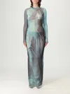 Jean Paul Gaultier Printed Long-sleeved Midi Dress In Blue