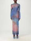 Jean Paul Gaultier Mesh Striped Bodycon Maxi Dress In Multi